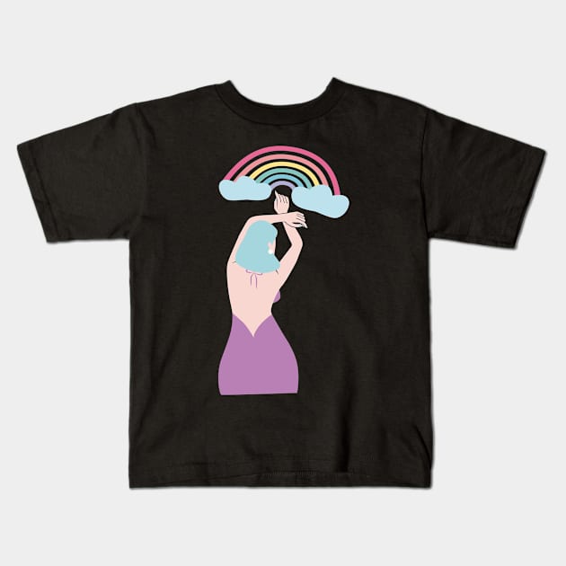 Rainbow girl. Kids T-Shirt by candelanieto